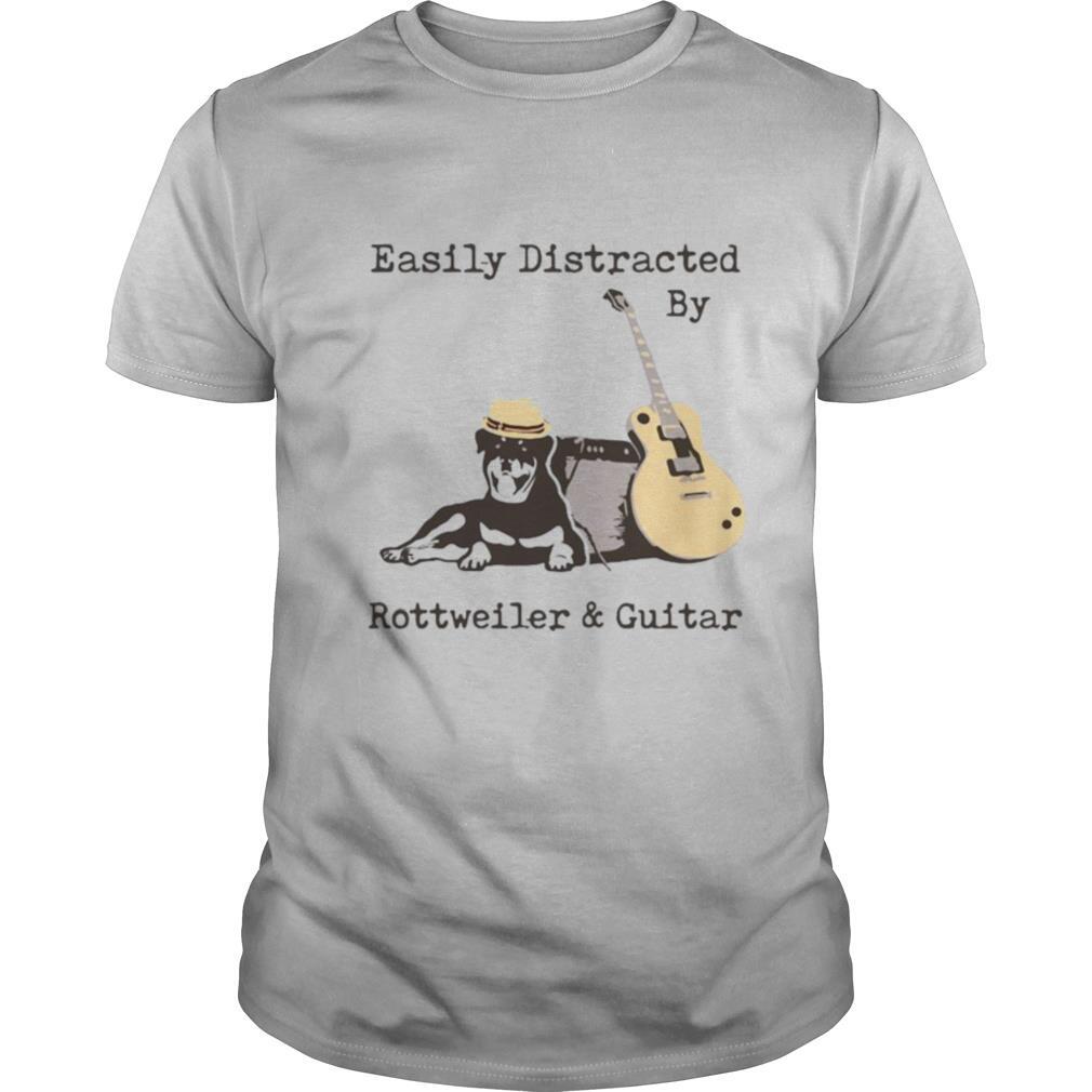 Easily Distracted By Wine Rottweiler And Guitar shirt