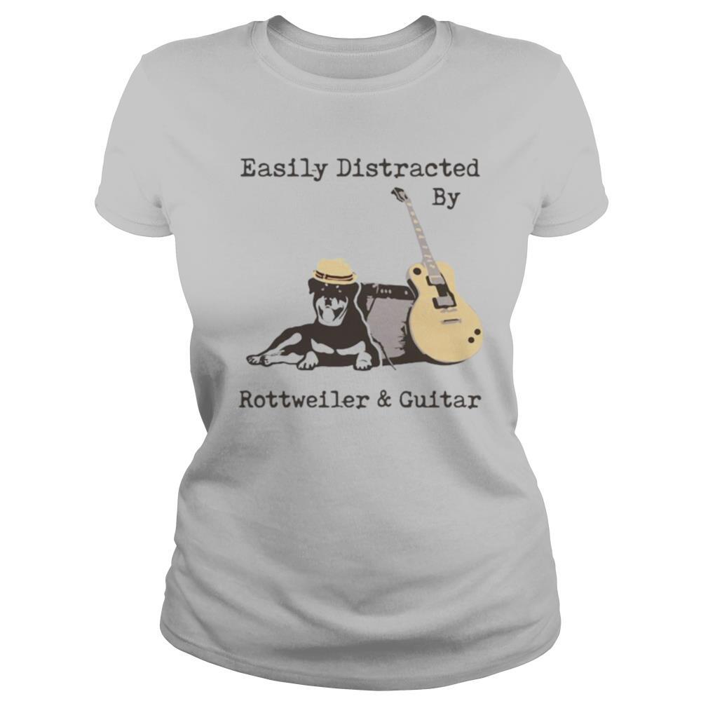 Easily Distracted By Wine Rottweiler And Guitar shirt