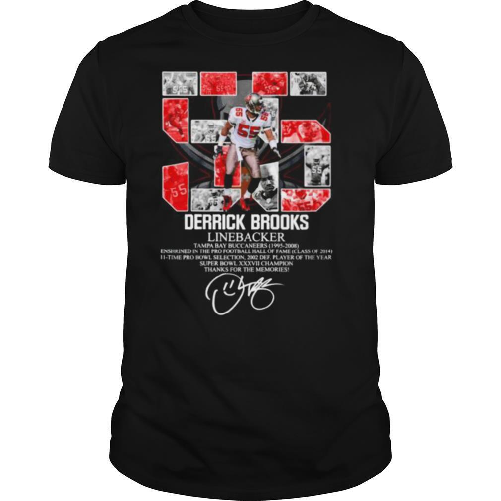 55 Derrick Brooks linebacker Tampa Bay Buccaneers 1995 2008 thanks for the memories signature shirt