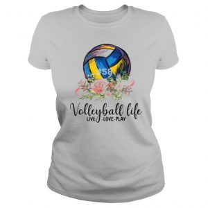 #58 volleyball life live love play floral shirt
