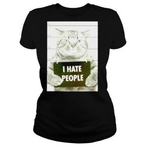 I hate people cat mug shot shirt