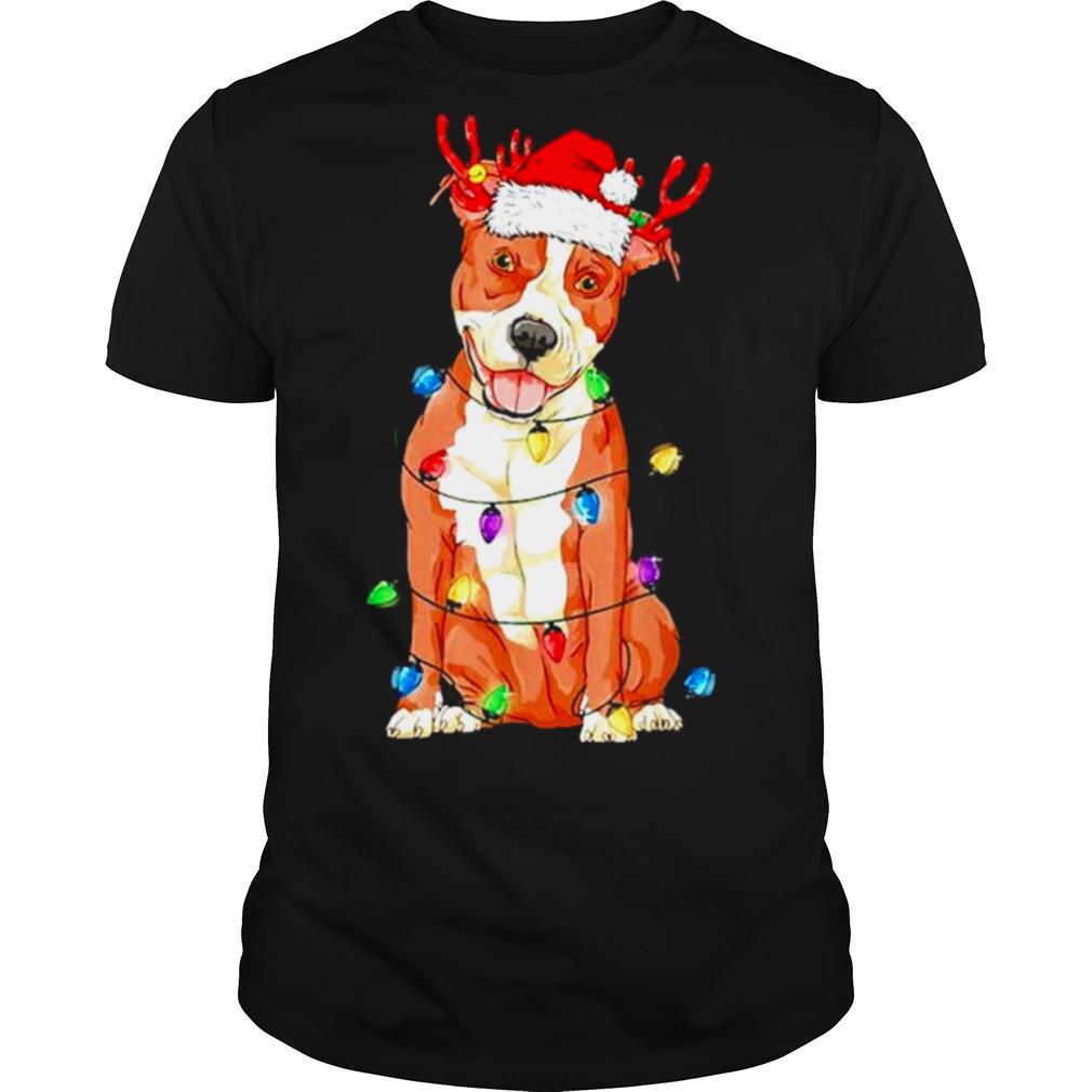 Pitbull Santa Christmas Light shirt