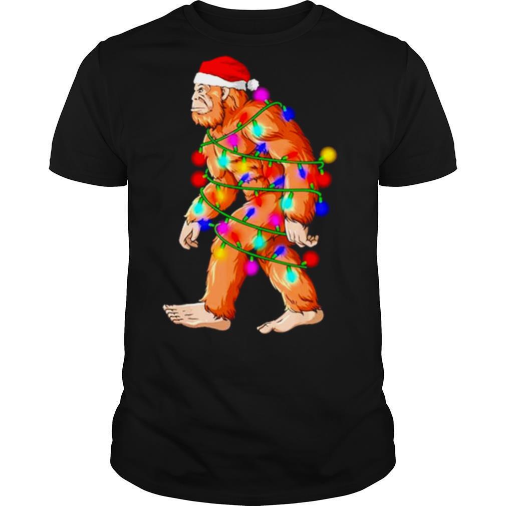 Santa Bigfoot Lights Christmas shirt