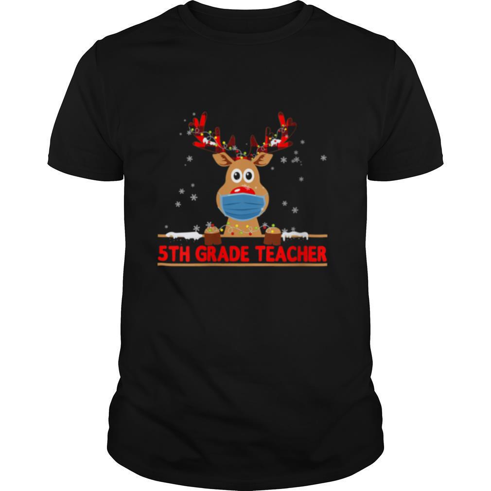 Th Merry Christmas 5th Grade Teacher Reindeer Apparel shirt