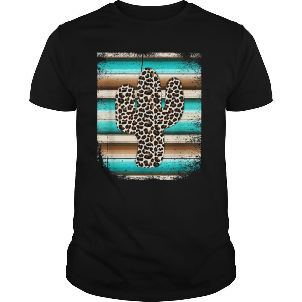 Leopard Cactus Serape Cactus print Turquoise Brown Shirt