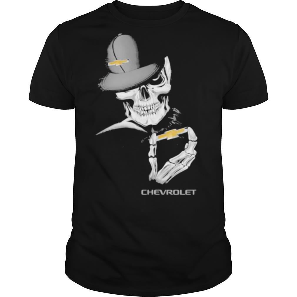 Skull Wear Hat And Hug Chevrolet Logo Shirt