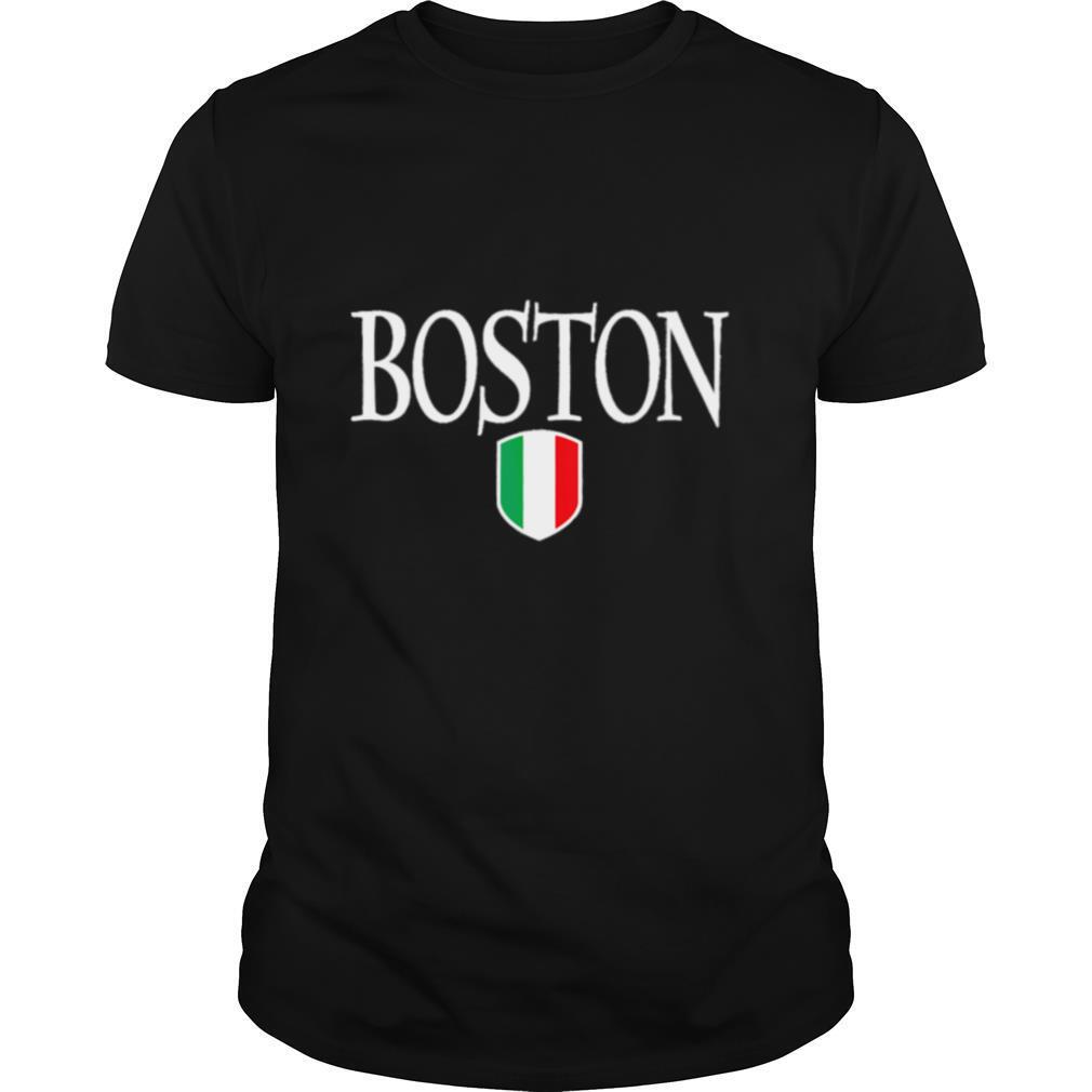 Boston Italy Flag White Text Shirt