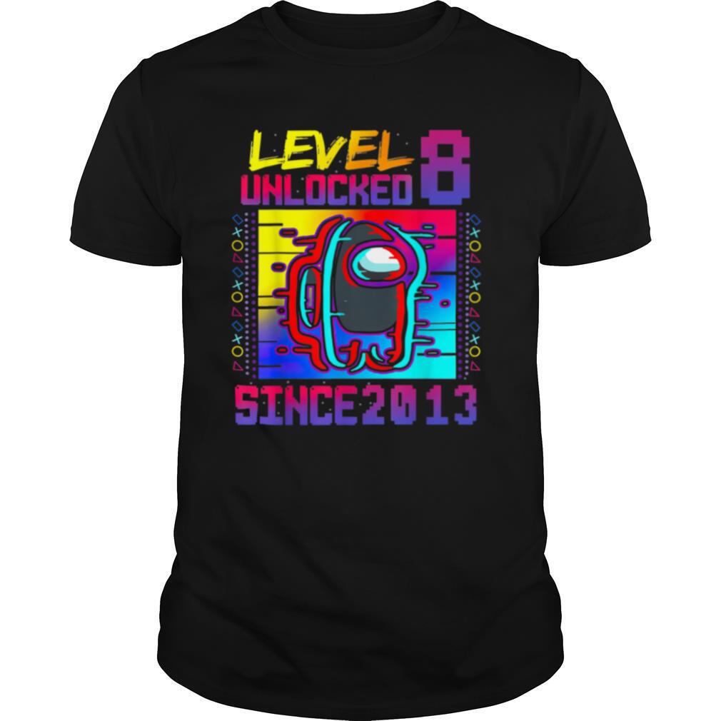 Disstressed Level 8 Unlocked Among With Us 8th Birthday Shirt