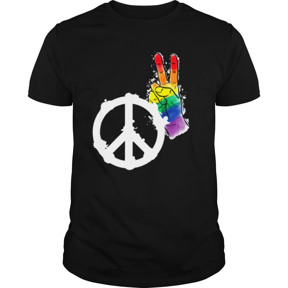 Friedenszeichen Handzeichen Regenbogen Stolz LGBT Shirt