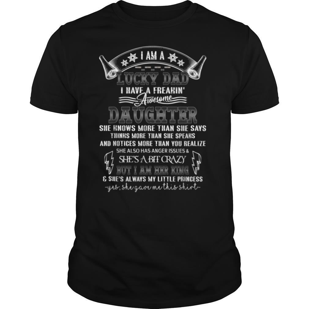 Mens Lucky Dad I Have Awesome Daughter Fun Daddy Tee Fathers Day T Shirt