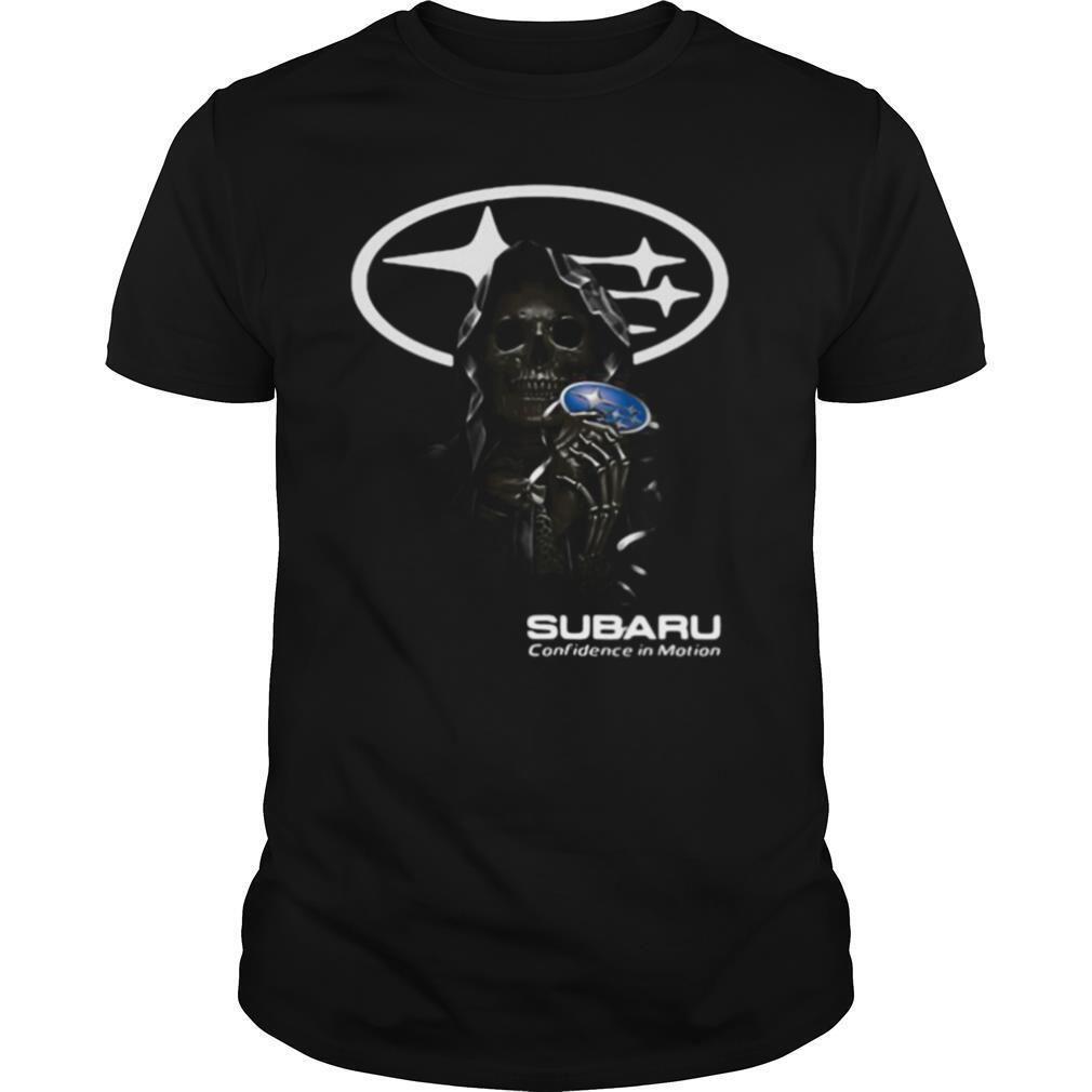 Skull Holding Subaru Confidence In Motion Logo Shirt