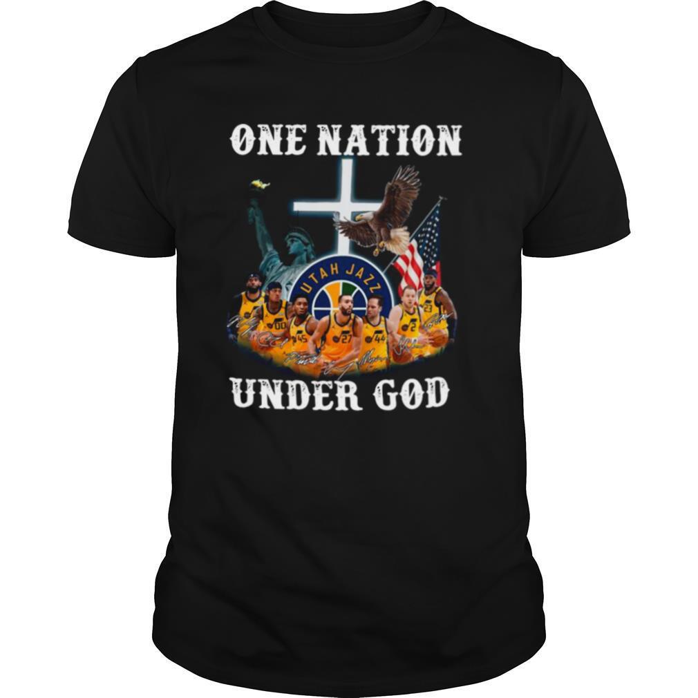 Utah Jazz Basketball Team One Nation Under God Signatures shirt