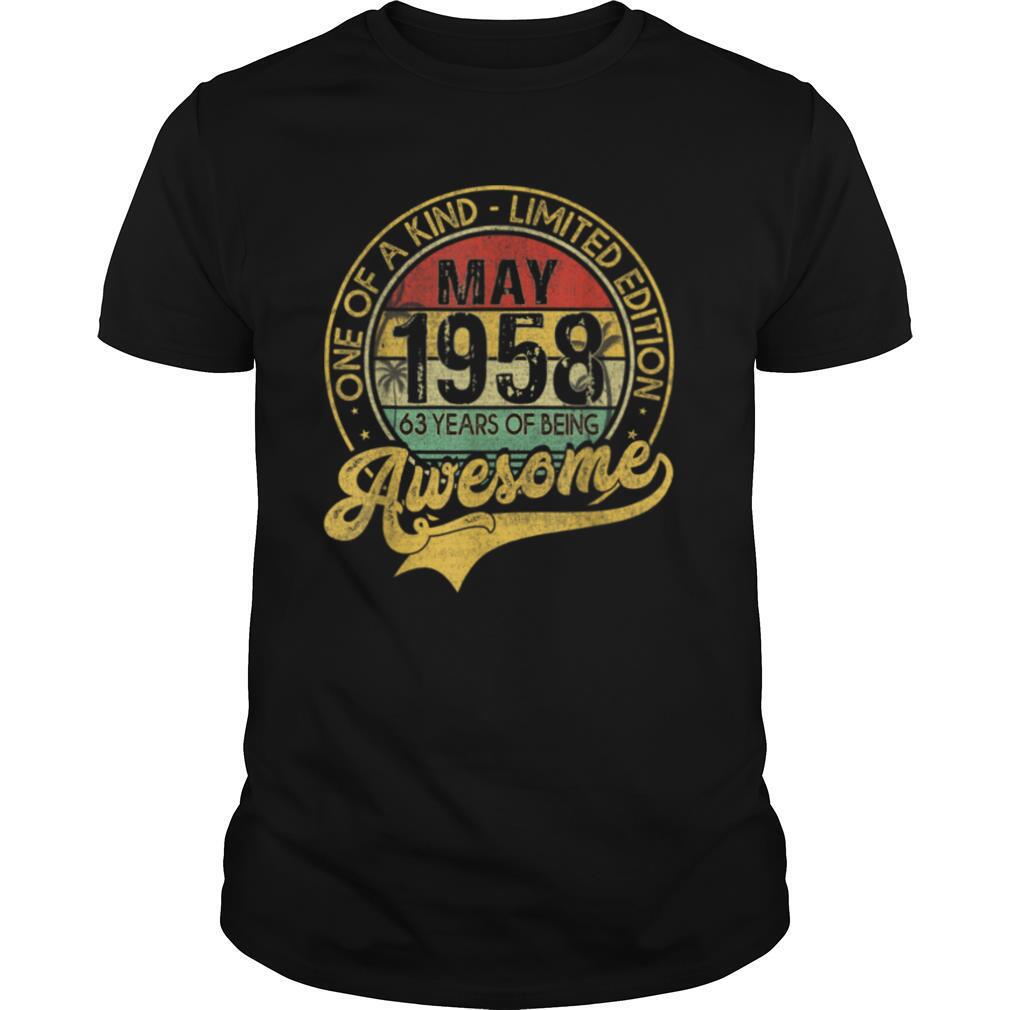Vintage May 1958 63 Years Born In 1958 63rd Bday Gift T Shirt