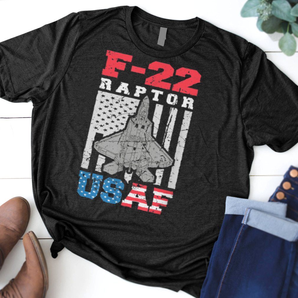 F22 Raptor Jet Fighter US Flag Patriotic American USAF shirt