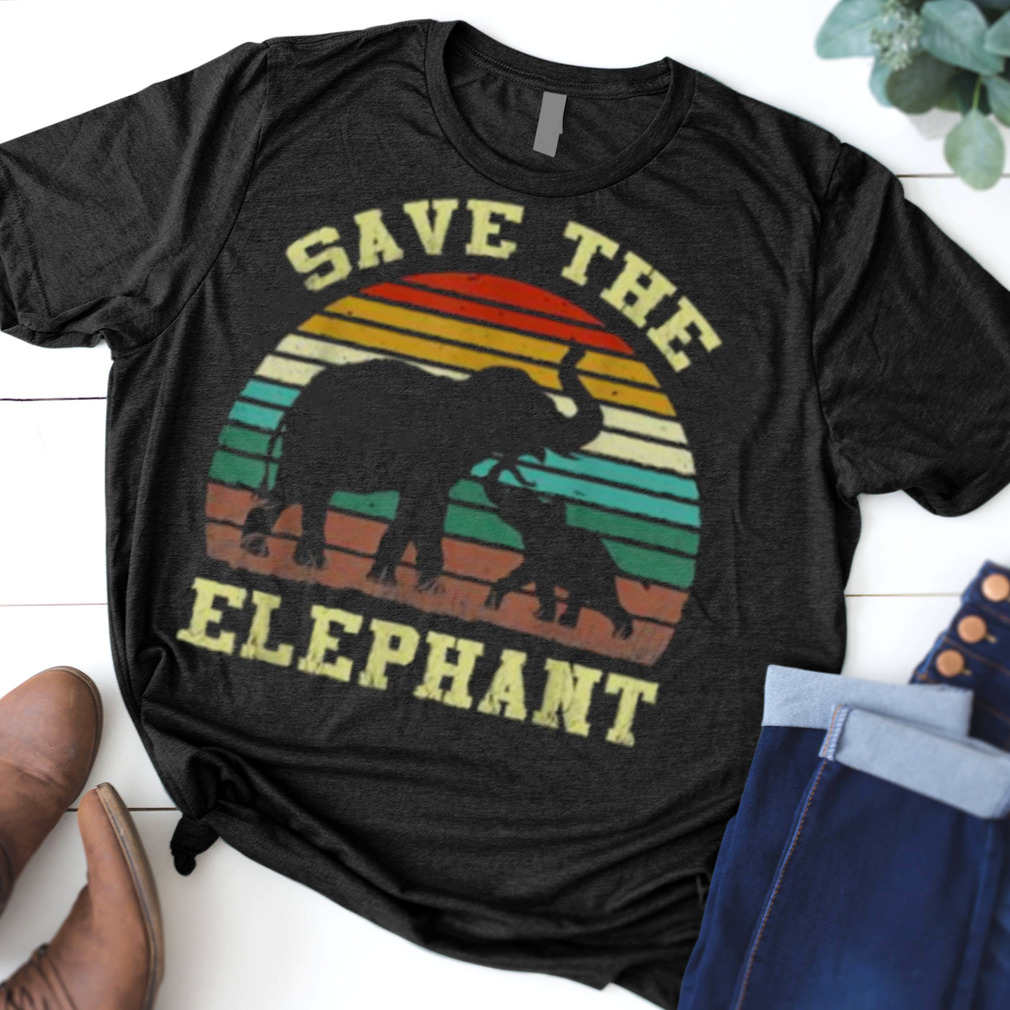 Retro Save The Elephants Animal Lover Vintage Elephant Shirt