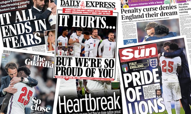 ‘Pride of lions’ what the papers say about England’s Euro final defeat