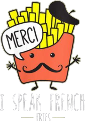 I Speak French Fries Cartoon Cute Kawaii Food Dark shirt