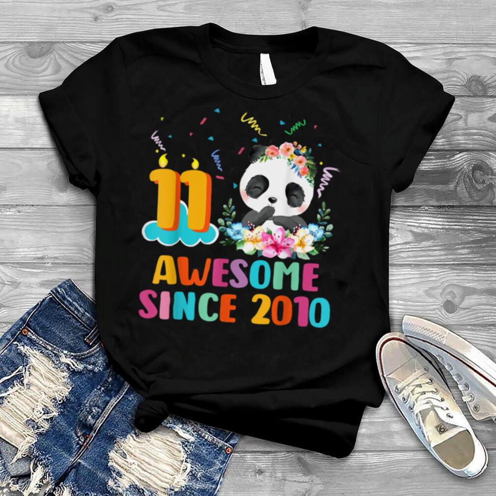 11 Year Old Gift Awesome Since 2010 11th B day Panda Unicorn T Shirt