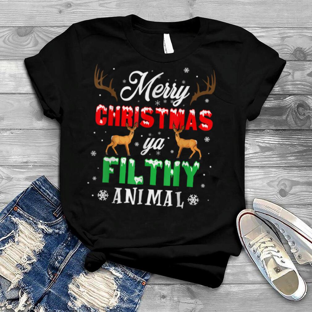 Funny Alone At Home Movies Merry Christmas You Filty Animal T Shirt