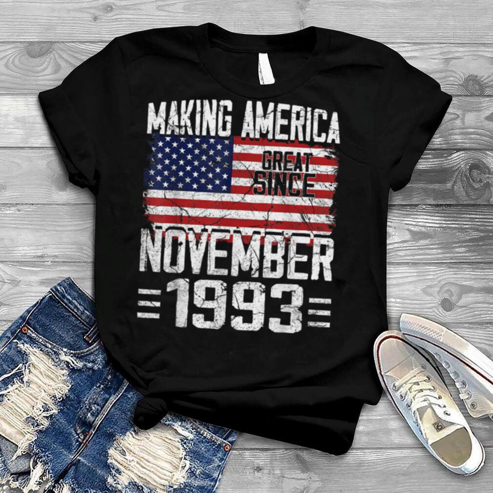 28th Birthday Gift November 1993 American Flag 28 Years Old T Shirt