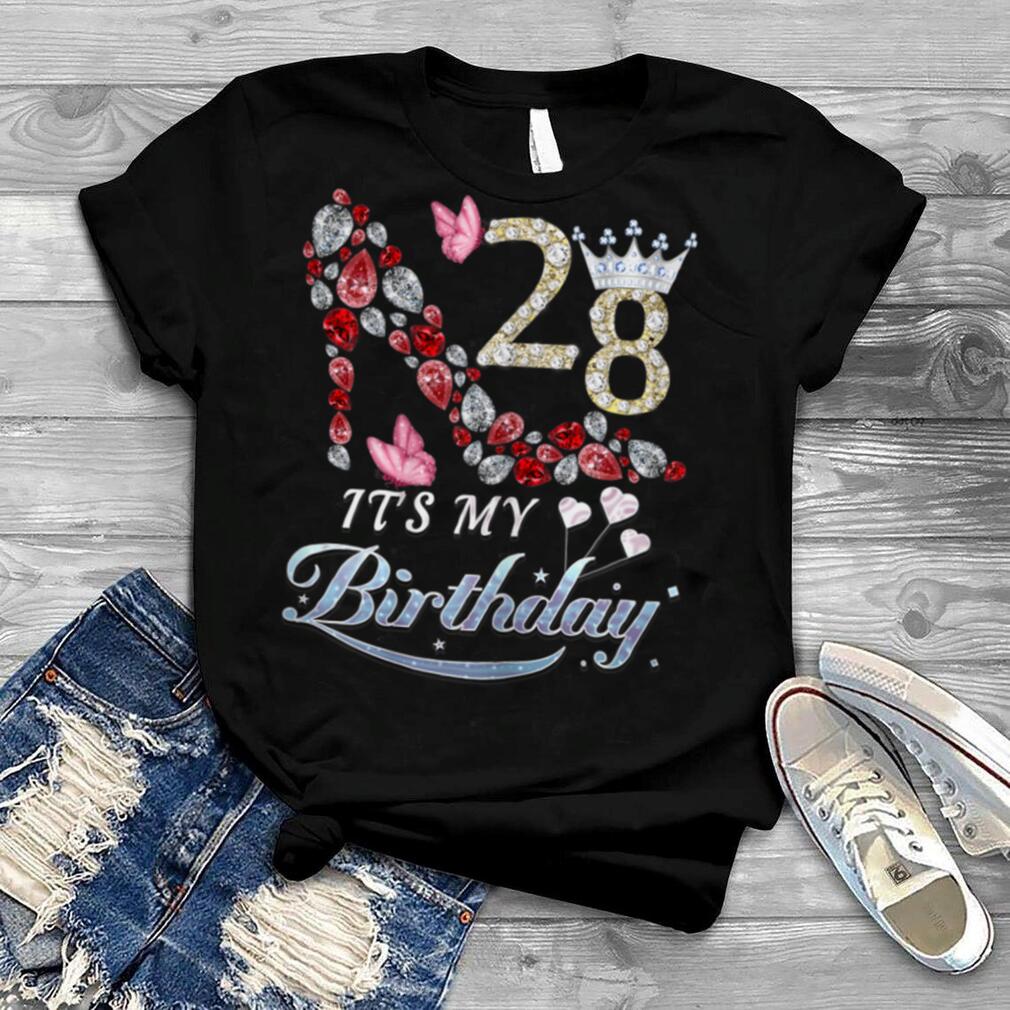 Womens 28 Years Old It's My 28th Birthday Funny Diamond Shoes T Shirt