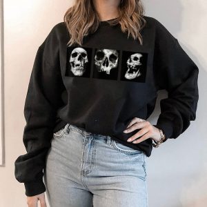 3 Skulls Funny Horror X Ray Halloween Skeleton T Shirt