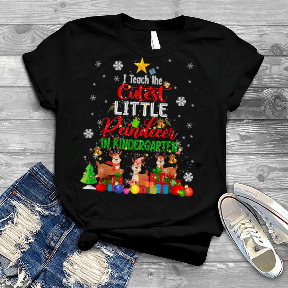 I Teach The Cutest Little Reindeer In Kindergarten Teacher T Shirt