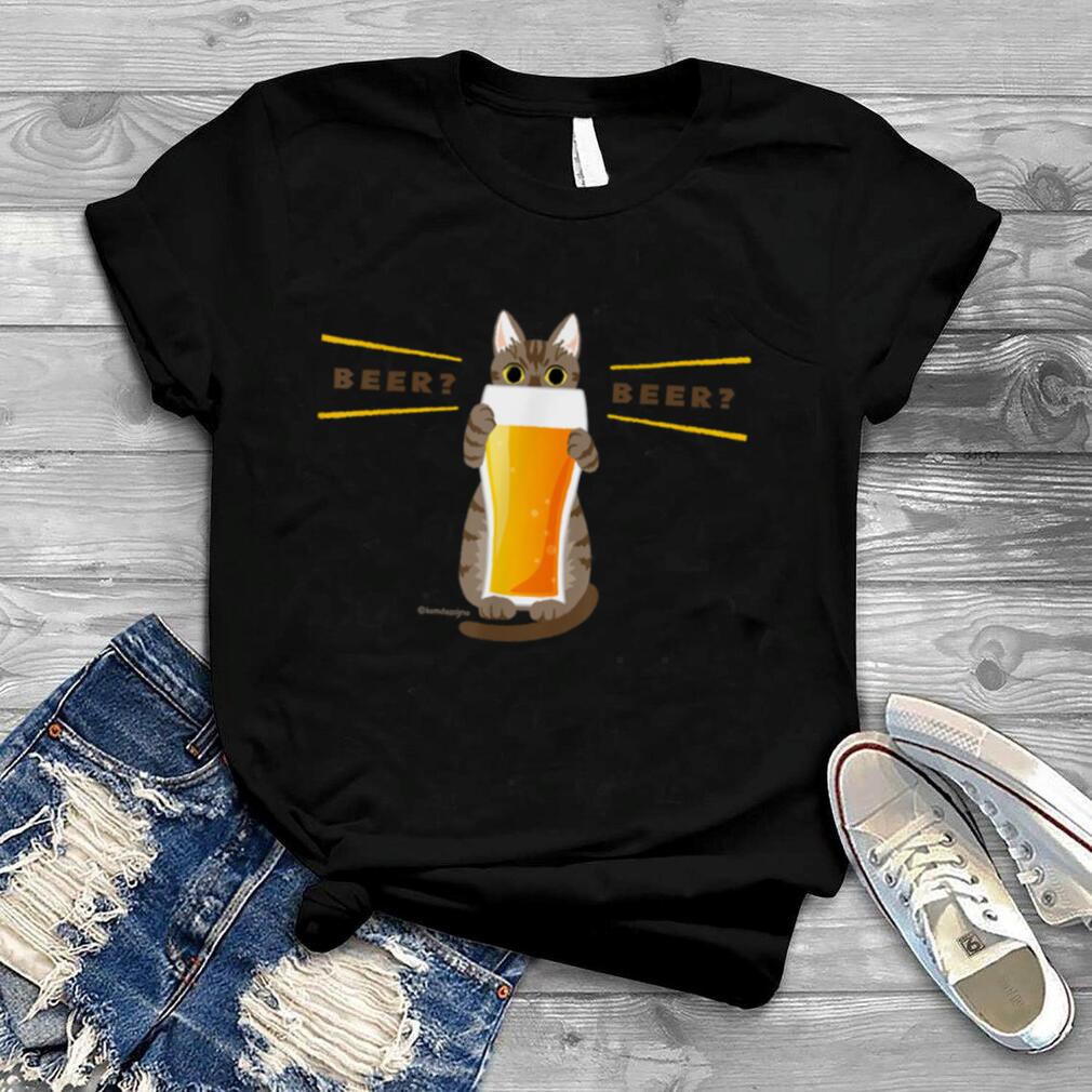 [Cat recommending beer] cat beer kawaii [White] T Shirt B09W8W65MG