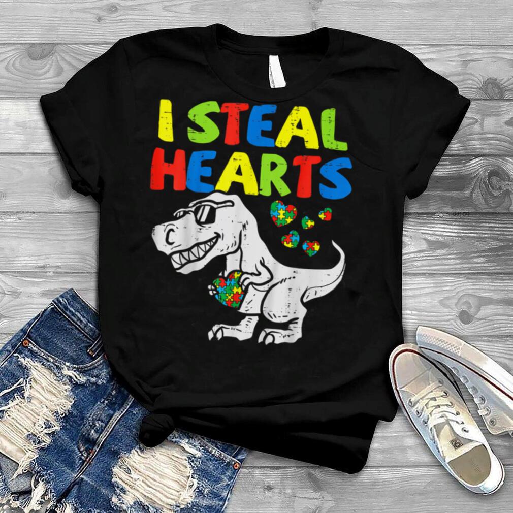 I Steal Hearts Puzzle Autism Awareness T Rex Dinosaurs T Shirt B09W8VYXK4