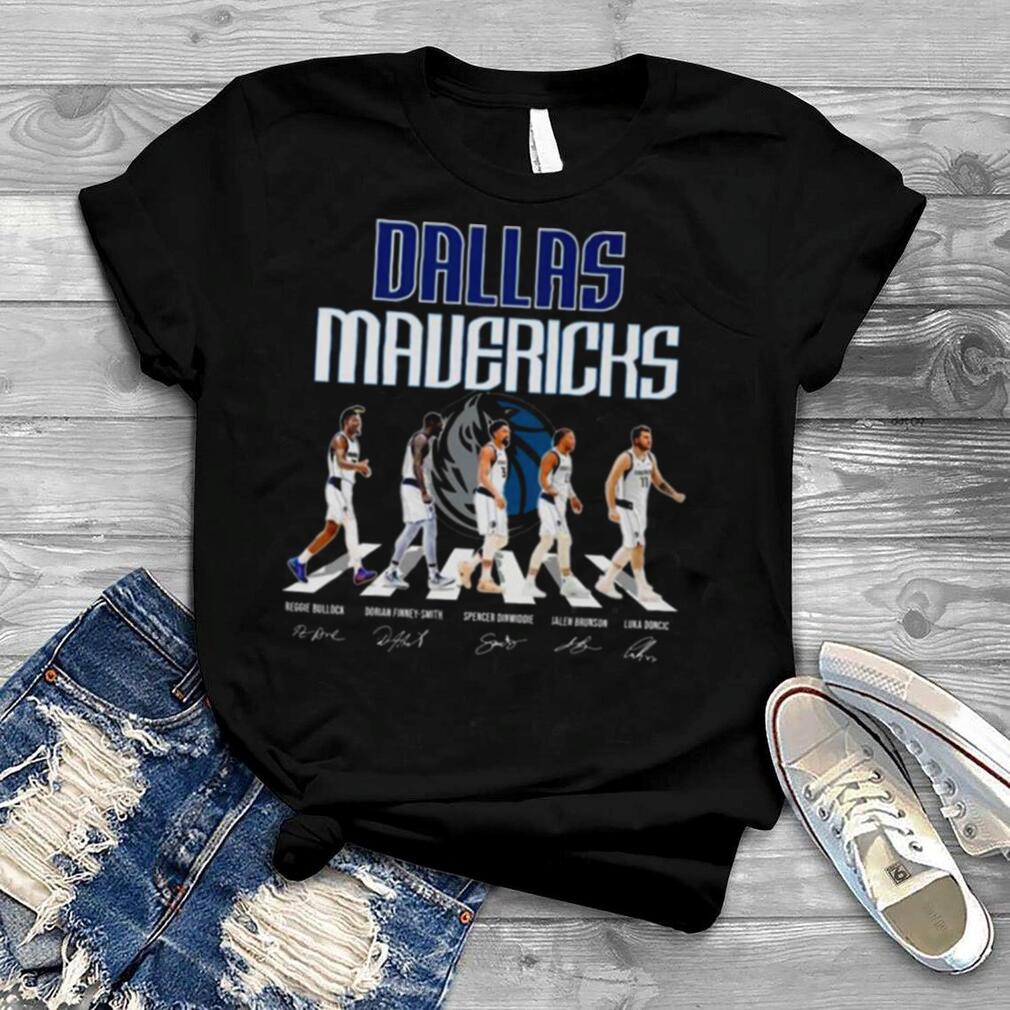 Dallas Mavericks Bullock and Finney Smith and Dinwiddie and Brunson and Doncic abbey road signatures shirt