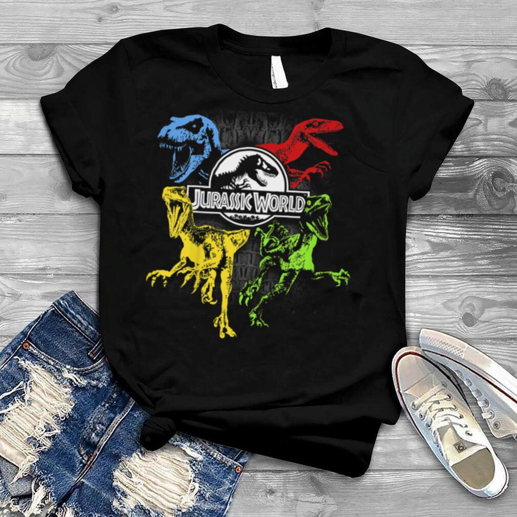 Kids Jurassic World Primary Color Raptors & T Rex Graphic T Shirt