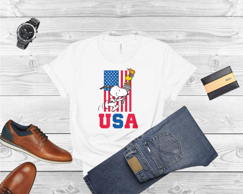 Snoopy & Woodstock USA Torch Olympics T Shirt