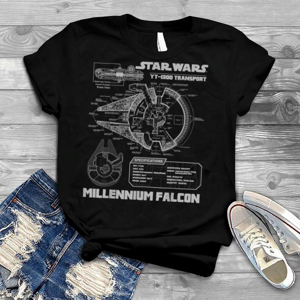 Star Wars Millennium Falcon Grey Schematics Graphic T Shirt