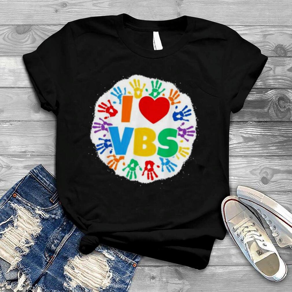 2022 Vacation Bible School Bleached Handprints I Love VBS Shirt