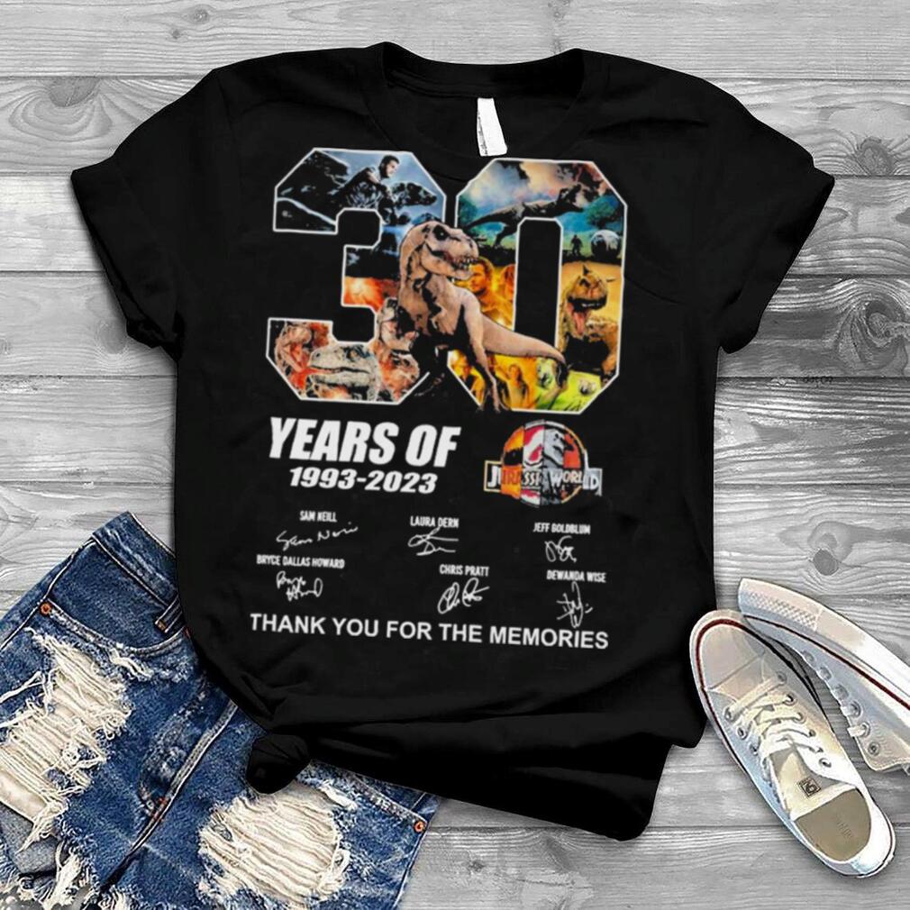 30 Years Of The Jurassic World 1993 2023 Signatures Thank You For The Memories Shirt