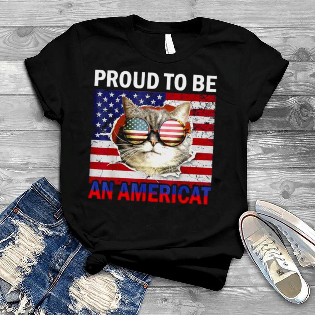 4th of july cat American flag glasses shirt