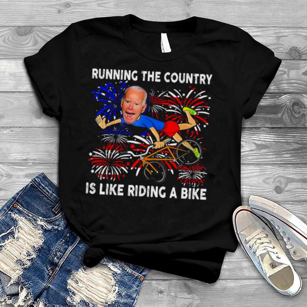 American Flag Biden Bike Bicycle Running Fireworks T Shirt