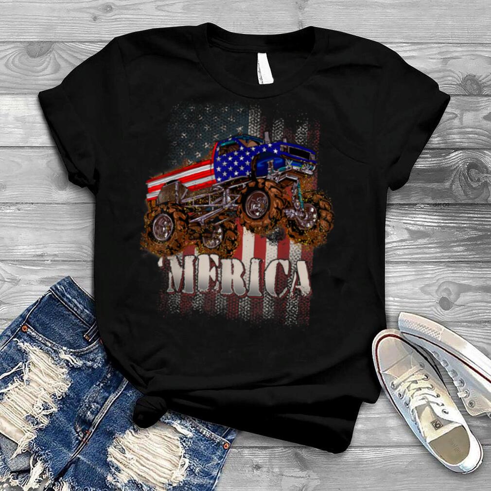 American Flag Monster Truck Merica 4th of July Monster Truck T Shirt B0B4MSM94C
