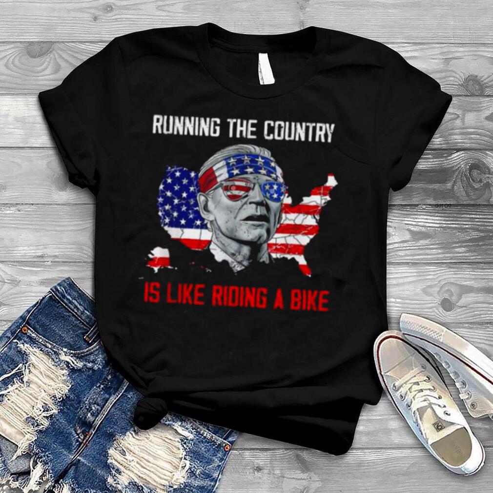 Biden bike bicycle running the country is like riding a bike anti biden glasses American flag shirt