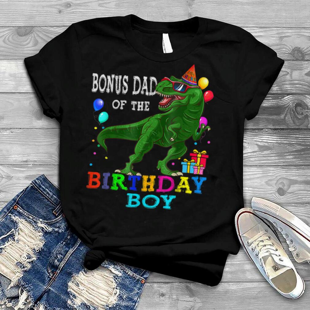 Bonus Dad of the Birthday Boy T Rex RAWR Dinosaur Birthday T Shirt B0B4JVL21C