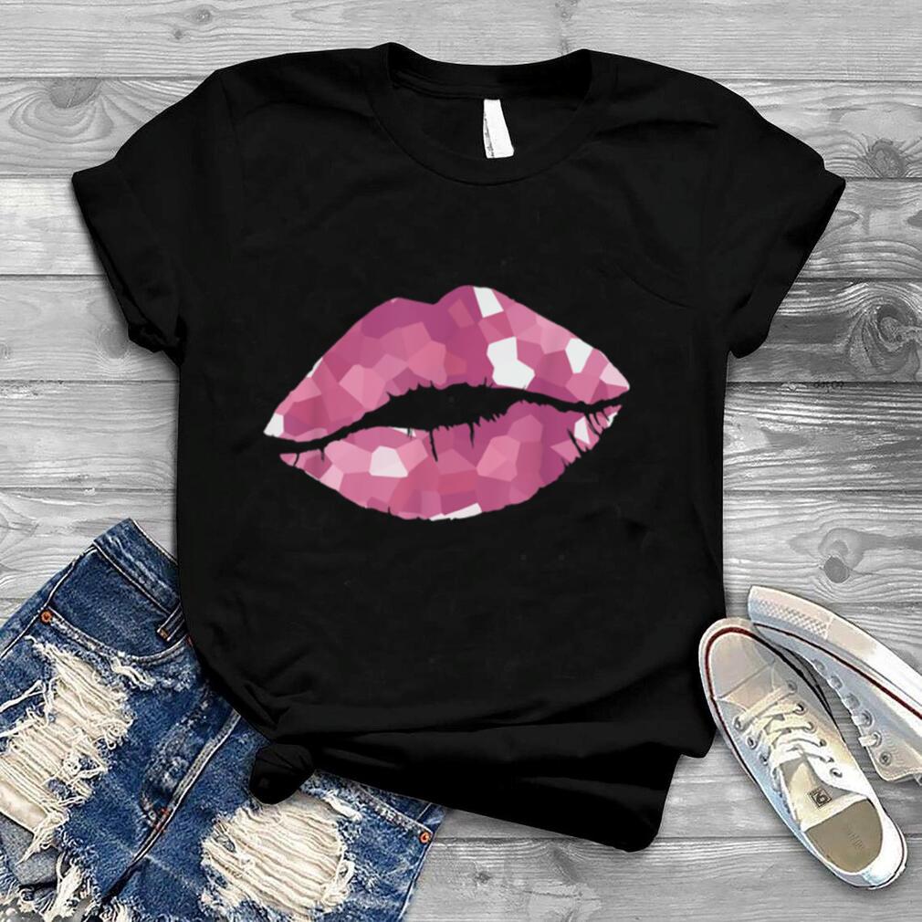 Crystalized Pink Kiss Lips Valentine Love Good Vibe T Shirt