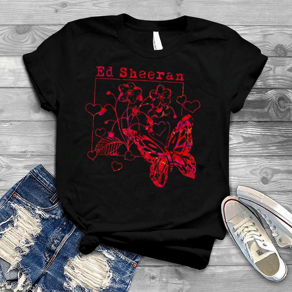 Ed Sheeran Red Wild Hearts and Butterflies T Shirt