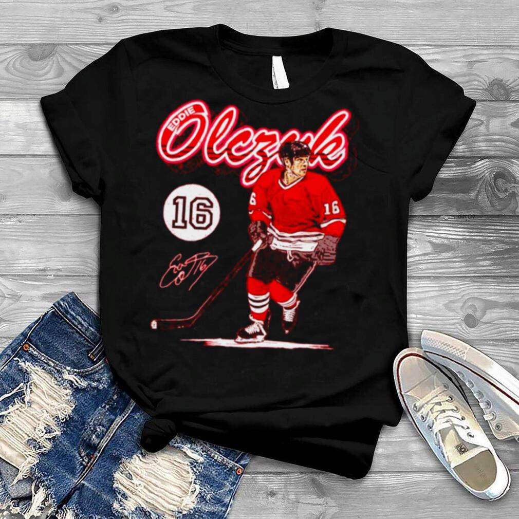 Eddie Olczyk Chicago Retro Script Hockey Signatures Shirt