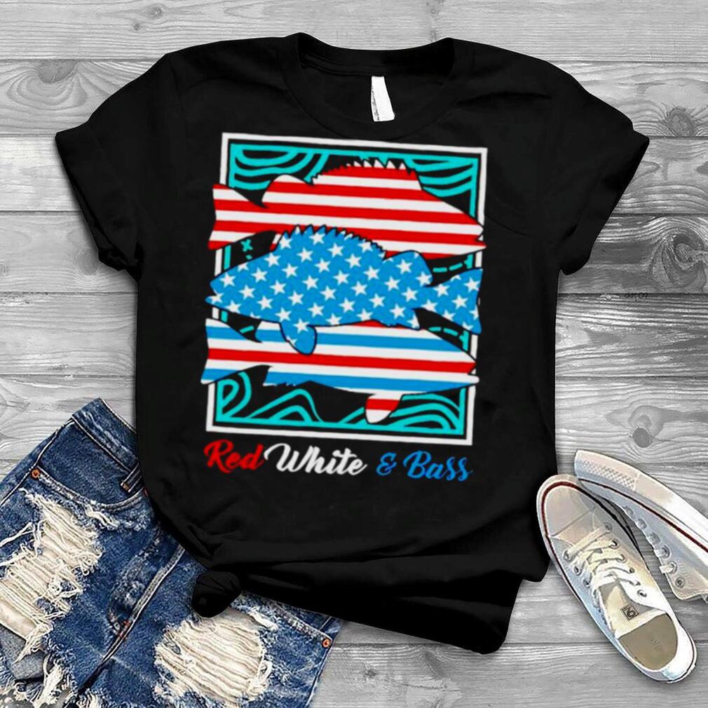 Fishing 4th of July red white and bass shirt