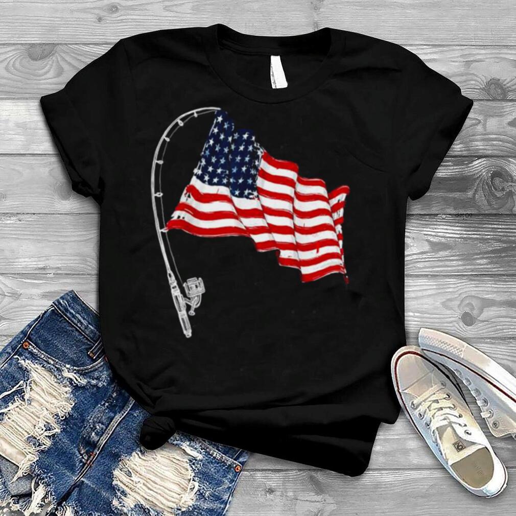 Fishing American flag fisherman patriotic day 4th of july shirt
