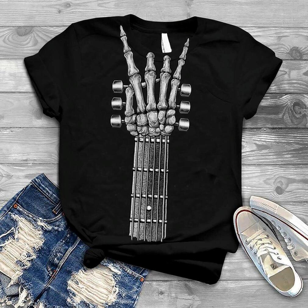 Guitar Neck With A Sweet Rock On Skeleton Hand T Shirt