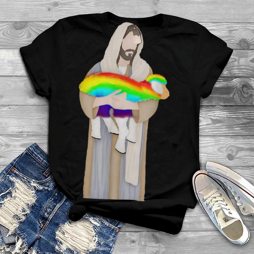 Jesus & Rainbow Lamb LGBT Gay Pride Shepherd Christian Art T Shirt