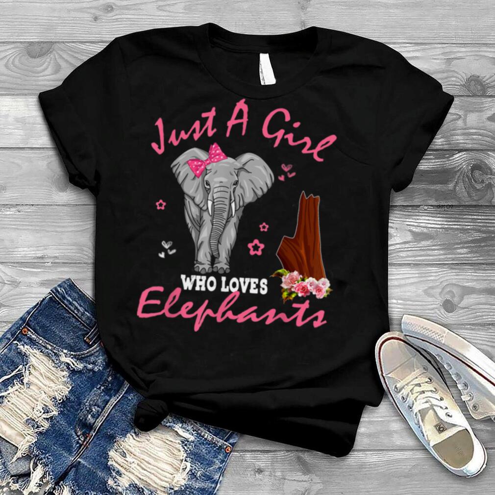 Just A Girl Who Loves Elephants Floral Elephant Bow Tie Kids T Shirt B0B4K198Z1