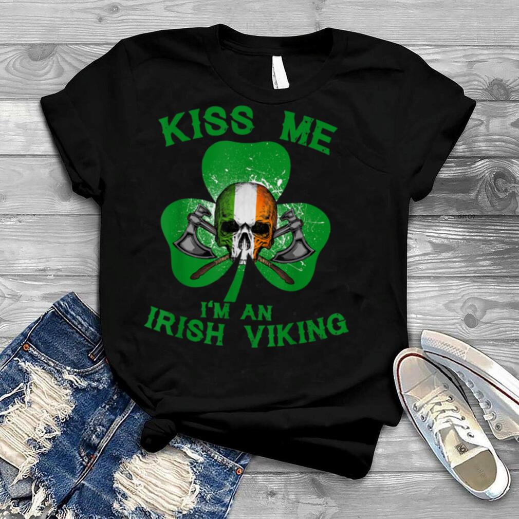 Kiss Me I'm An Irish Viking Skull Saint Patrick's Day Family T Shirt