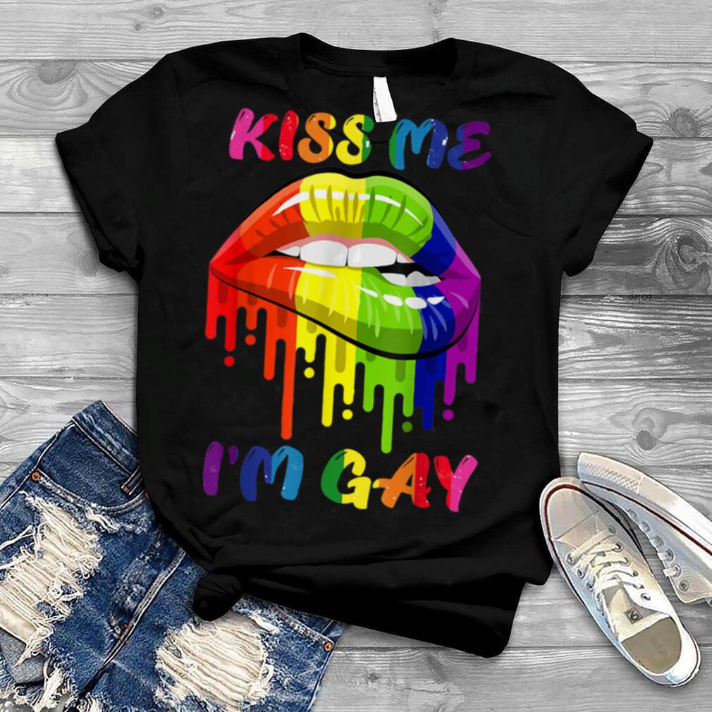 Kiss Me I'm Gay LGBT Pride Rainbow Lips T Shirt